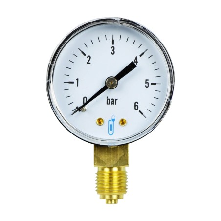 Manomètre plastique - Insert laiton - 0-6 bars ø50 - 1/4'' - Radial / sec