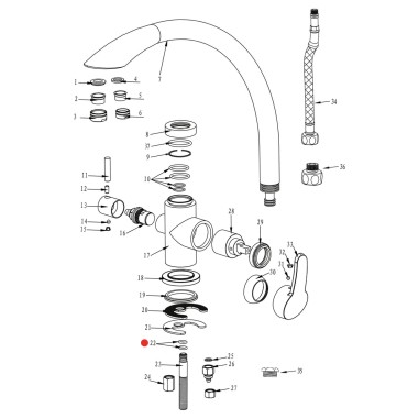 Joints pour tige filetée robinet Park - 001-22 / 002-10 / 003-21 / 004-14 / 005-27