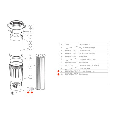 Bouchon de vidange FHPS-02-A-09/10 pour carter Crystal Filter® FHP-02