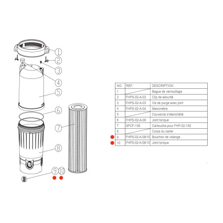 Bouchon de vidange FHPS-02-A-09/10 pour carter Crystal Filter® FHP-02