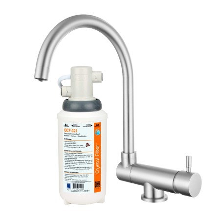 Robinet 3 voies rabattable Arches Nickel Brossé + Kit de filtration QCF-3001/321 - PROMO