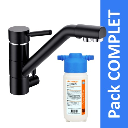Robinet 3 voies Samoa Noir + Kit de filtration HRC-WM2000/301