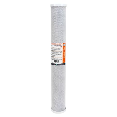 Cartouche CBS-05-20-AW Super Premium charbon actif bloc lavé à l'acide standard 20'' - 5 microns - Crystal Filter®S