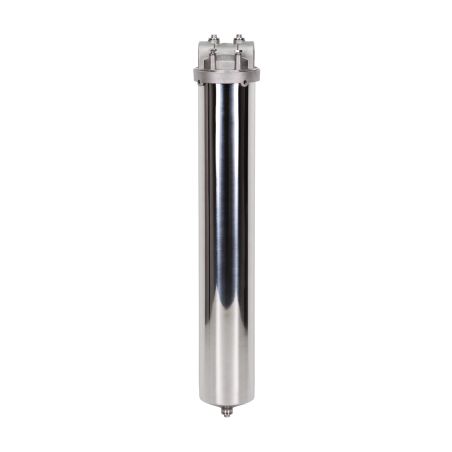 Carter inox 20'' AISI316 entrée sortie 1'' BSPT code 226 avec mano 0-6 bars et equerre