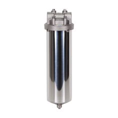 Carter inox 10'' AISI316 E/S 1'' BSPT code DOE avec mano 0-6 bars et equerre