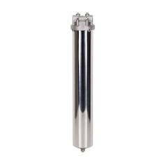 Carter inox 20'' AISI316 entrée sortie 1'' BSPT code DOE avec mano 0-6 bars et equerre