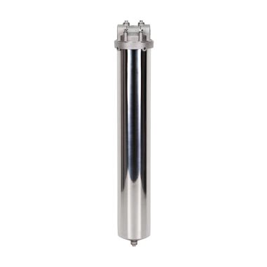 Carter inox 20'' AISI316 entrée sortie 1'' BSPT code DOE avec mano 0-6 bars et equerre