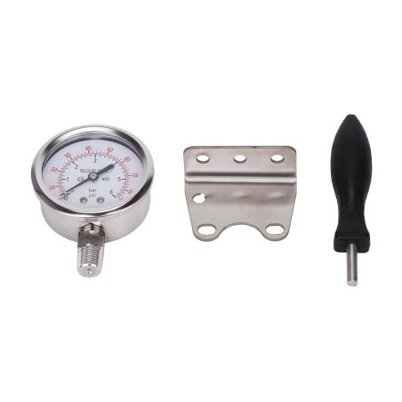 Carter inox 20'' AISI316 entrée sortie 1'' BSPT code DOE avec mano 0-6 bars et equerre
