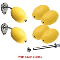 Lot 6 savons jaunes rotatif écolier à écrou + 2 portes savons écrou