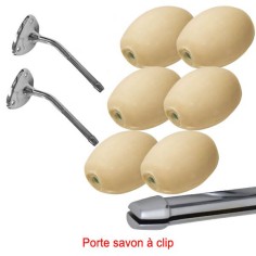 Lot 6 savons lait d'amande rotatif écolier à clip + 2 portes savons Clip
