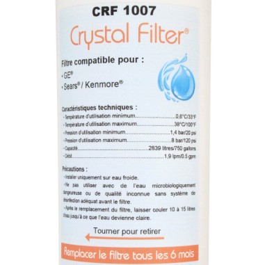 Filtre GSWF - Filtre frigo compatible General Electric - Crystal Filter CRF1007