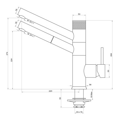 Robinet 3 Voies avec douchette - Milano - Chromé