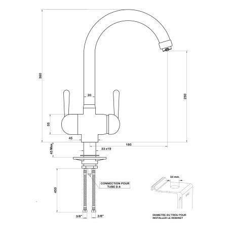 Robinet 3 Voies - Roma - Bronze & Poignées Céramique