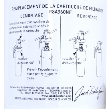 Cartouche de filtration carafe Jacob Delafon