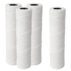 Cartouche sédiment bobinée eau chaude - 20µm PP - Ame en inox AISI 316 (lot de 4)