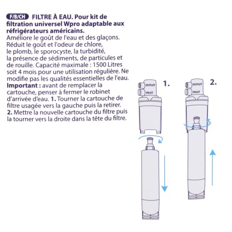 Filtre Whirlpool USC009 - Filtre frigo américain Wpro (lot de 2)