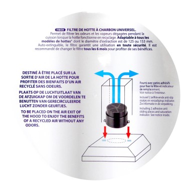 UNF001 Universel à charbon - Filtre hotte aspirante