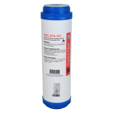 Cartouche CBC-934-GC charbon actif granulés GAC 9"3/4 - Crystal Filter®