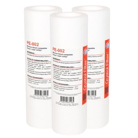 Manchon compatible Permo Cristal 3 et 4 - 10" - P0003354 - Crystal Filter® PE-002 (lot de 3)