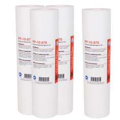 Filtre adoucisseur universel - Cartouche adoucisseur sédiment SPUN polypro 9''7/8 - 10µm (lot de 4)