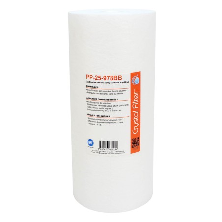 Cartouche PP-25-978BB sédiment Big Blue SPUN 9''7/8 - filtre 25 µm - Crystal Filter®