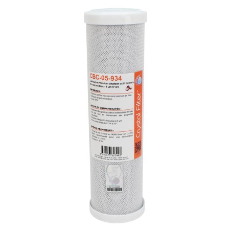 Cartouche CBC-05-934 Premium charbon actif 9''3/4 - 5 µm - Crystal Filter® 