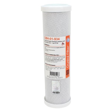 Cartouche CBH-01-934 Super Premium charbon actif 9''3/4 - 1 µm - Crystal Filter® 