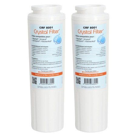 Filtre UKF8001 - Filtre frigo UKF8001 compatible Maytag - Crystal Filter® CRF8001 (lot de 2)