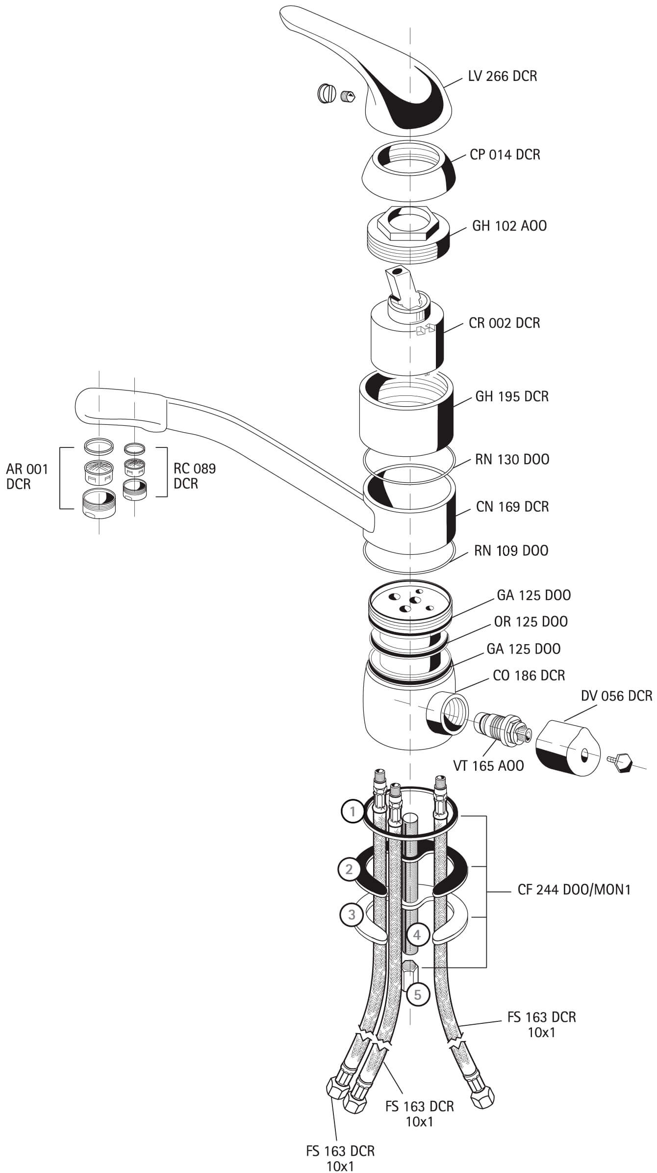 Dimensions robinet dauphin 3 voies