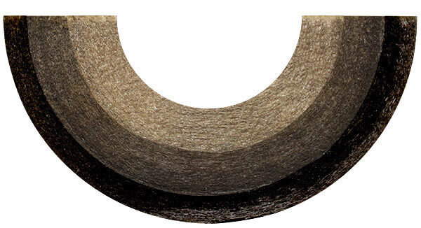 Mise en évidence des 3 gradients de filtration - Cartouche usagée vue en coupe