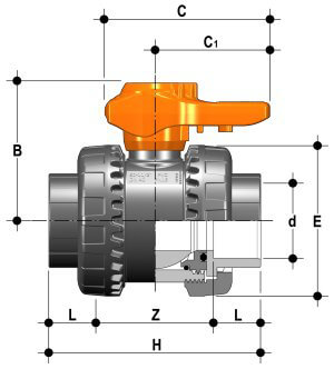 dimension vanne bâtiment à coller PVC pression