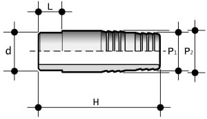 Dimension embout cannelé PVC pression