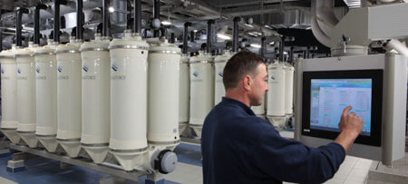Exemple d’Ultrafiltration sur fibre creuse de la ville d’Annecy d’une capacité de traitement de 48 000 m3/jour.